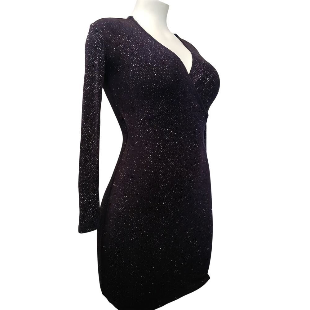 Hollywood Nites Y2K Glitter Clubwear Dress Long Sleeve